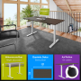 ESMART ETX-121WE Elektrischer Schreibtisch auf Rollen 160 x 80 cm (Ebenholz Dekor)