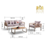 AISER Royal Garten Lounge Set -Bali-  Sitzgruppe mit 2 Sesseln und Kaffee Tisch aus echtem Teak Holz