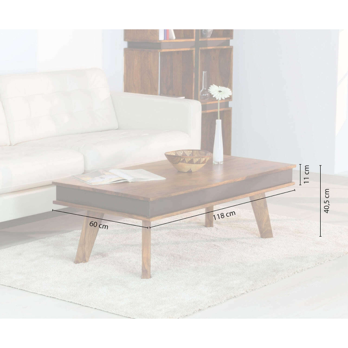 AISER Royal Massiver Echt-Holz Palisander Couchtisch Tacoma 118 x 60 cm