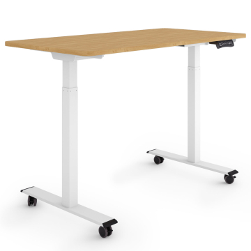 ESMART ERX-122WBA Elektrischer Schreibtisch auf Rollen 120 x 60 cm (Bambus Dekor)