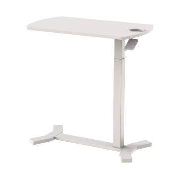 ESMART EACM-121WW Beistelltisch pneumatisch höhenverstellbar mit Cupholder 70 x 40 cm (Weiß)