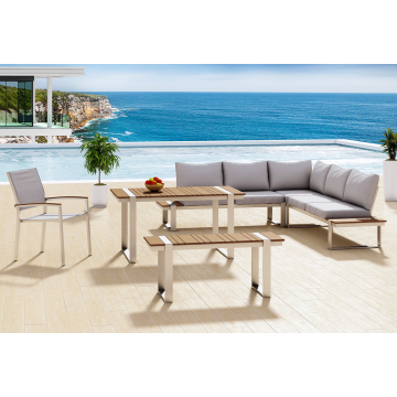 AISER Royal Garten Lounge Set -Sansibar- Sitzgruppe mit Esstisch, Bank und Stuhl